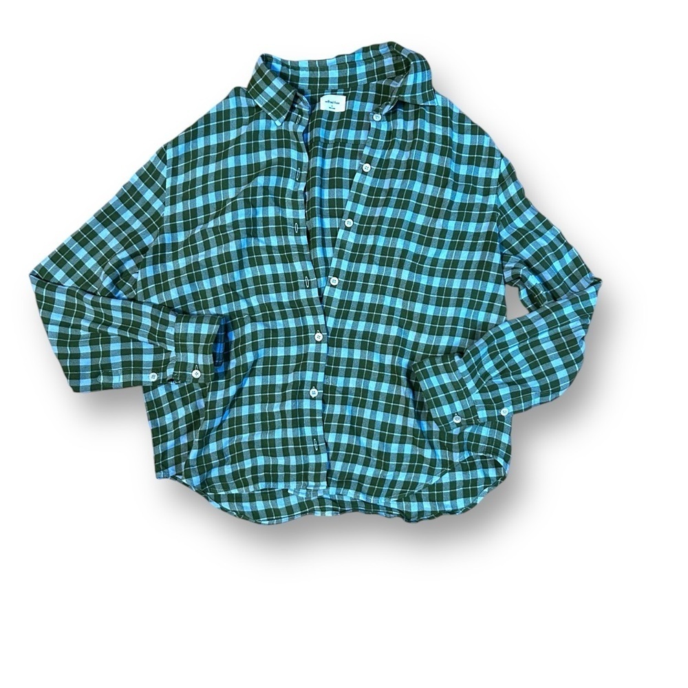 Aritzia Wilfred Free Plaid Button Down‎ Shirt Blue and Green Size Small
